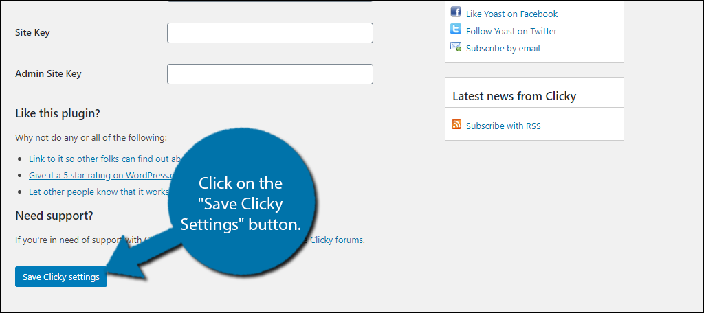 Save Clicky Settings