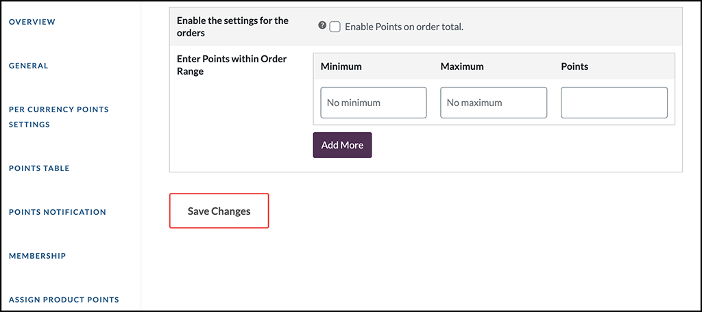 Order total points