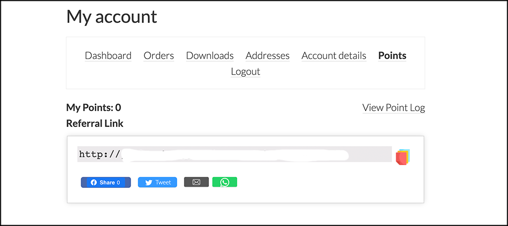 Point system user acount