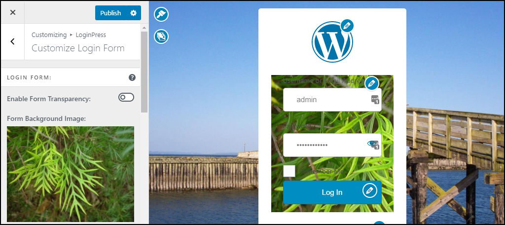 LoginPress WordPress plugin form background image