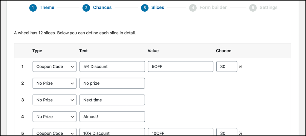 Build your wheel slices