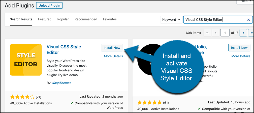 Install and activate visual css editor