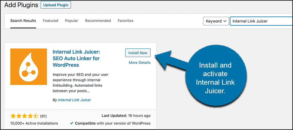 Install and activate internal link juicer