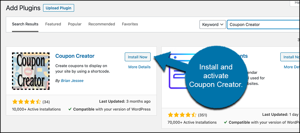 INstall and activate coupon creator