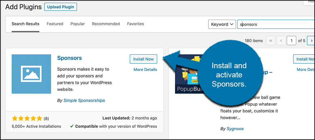 INstrall and activate sponsors plugin