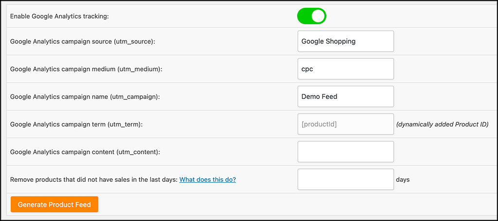 Analytics settings