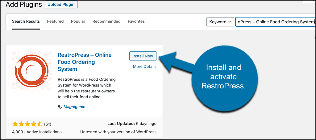 Install and activate restropress