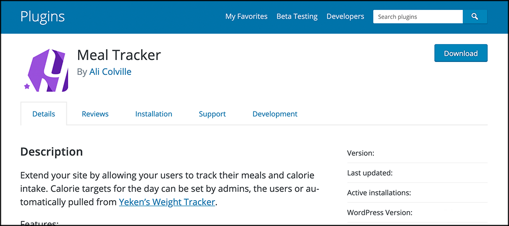 Meal Tracker Plugin