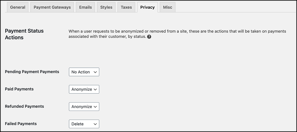 RestroPress Privacy Options