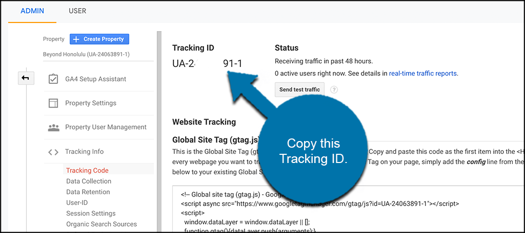 Copy the tracking code