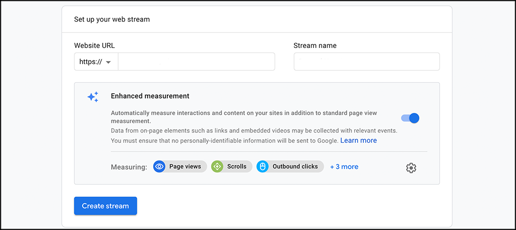 Set up web stream