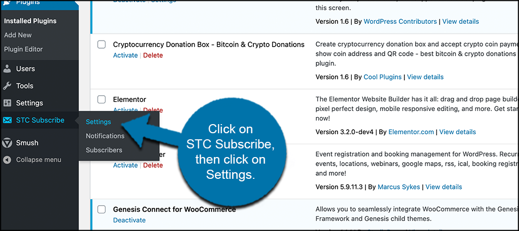 Click stc subscribe then settings