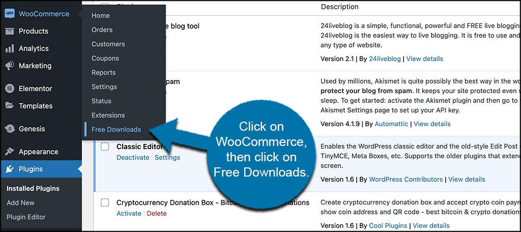 Click woocommerce then click free download