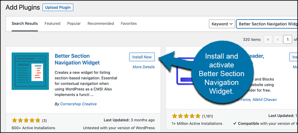Install and activate better section navigation