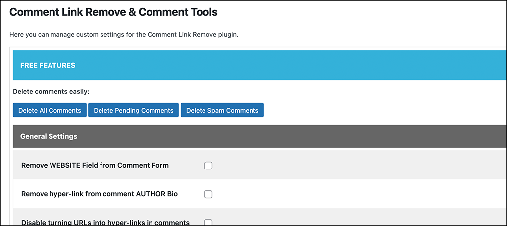 Bulk delete comments