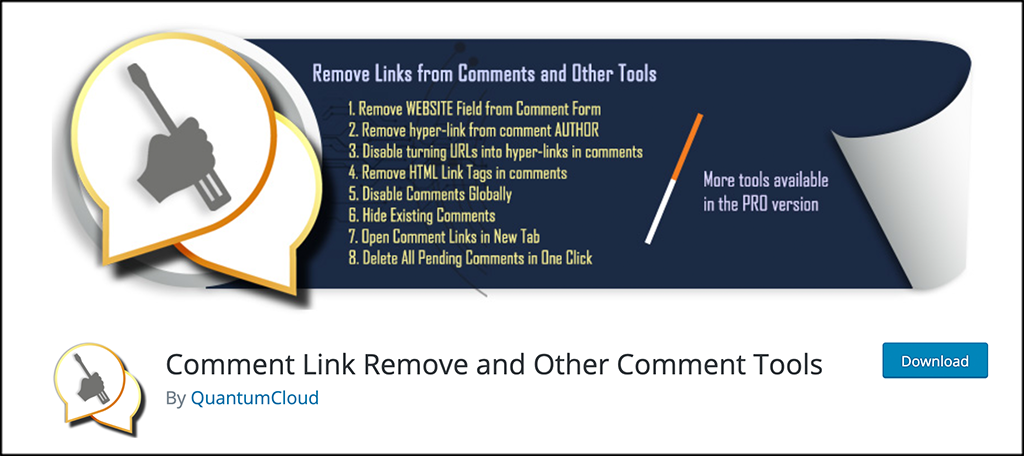 Comment Link Remove plugin