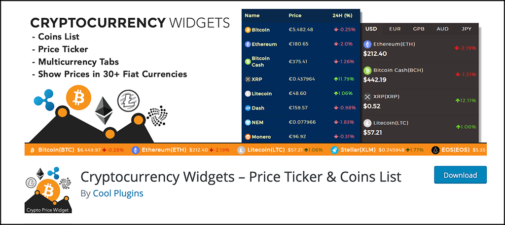 Cryptocurrency Widgets plugin