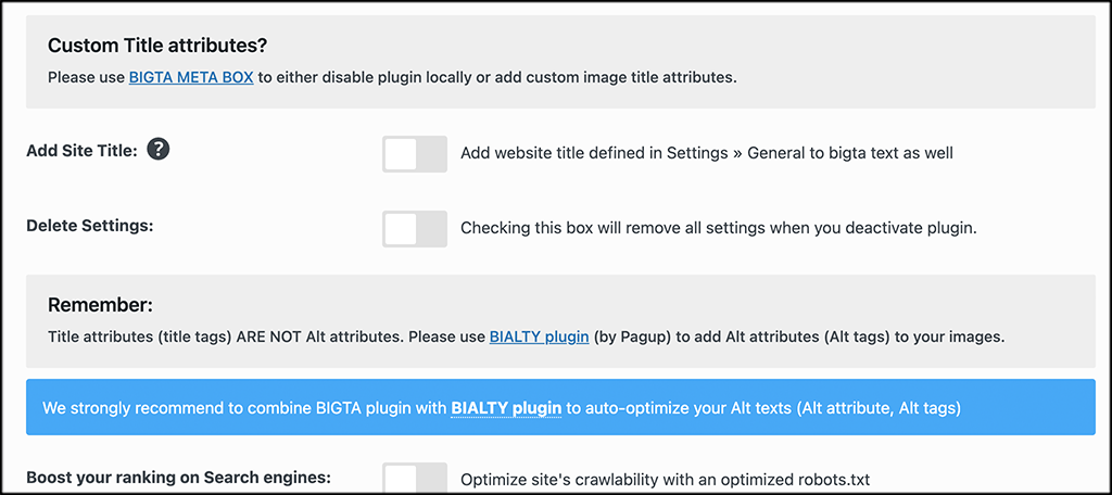 Custom title attributes