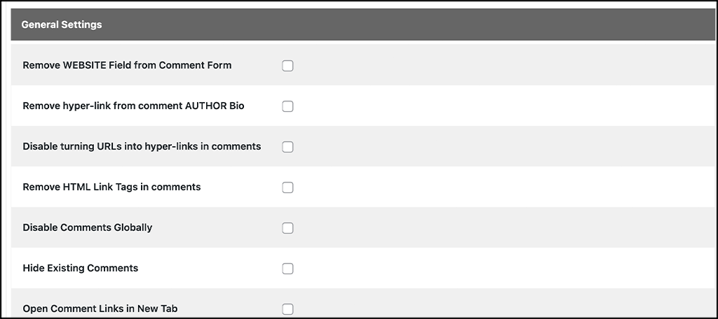 General settings and configurations