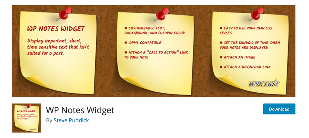 WP Notes Widget Plugin