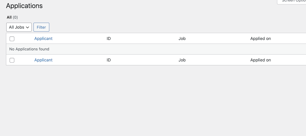 WP Job Openings applicants list