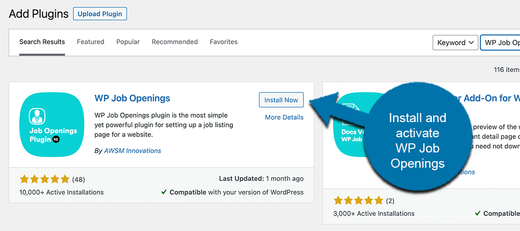 Install and activate WP Job Openings