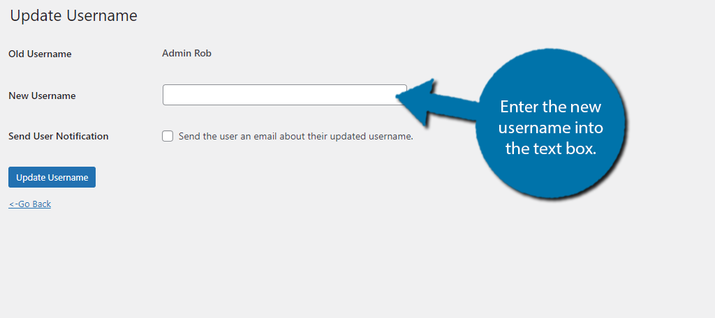 Enter New Username to Change in WordPress