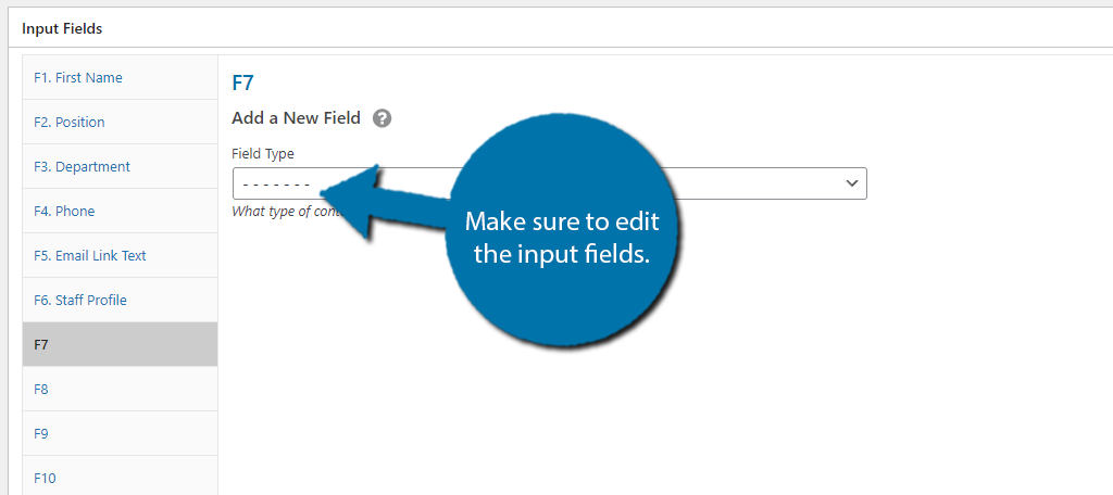 Modifica campi di input