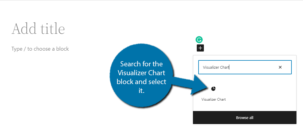 Choose the visualizer chart block