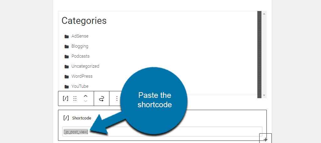 Aggiungi lo shortcode