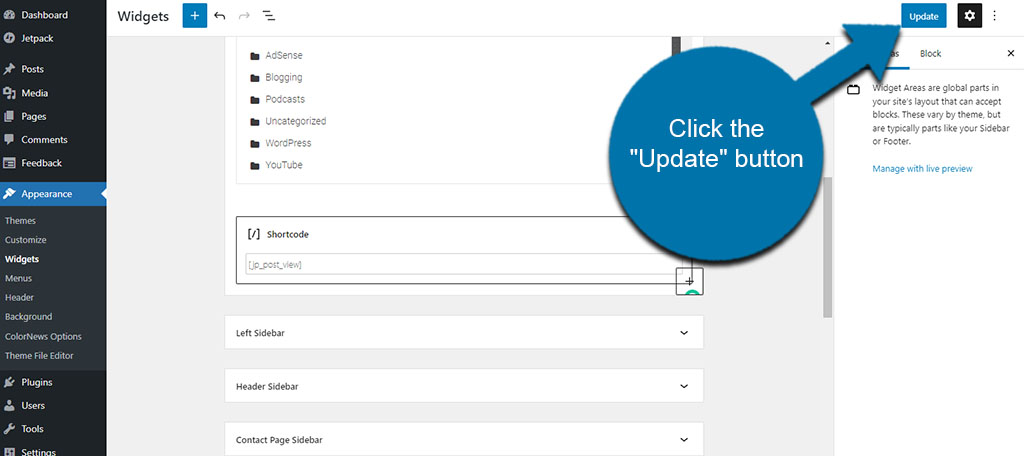 Update WordPress Widgets