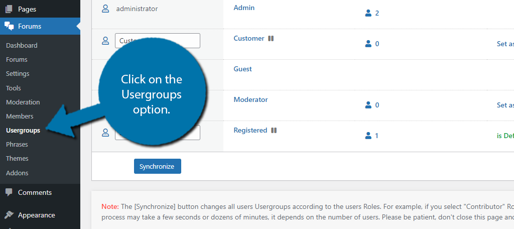 Select usergroups