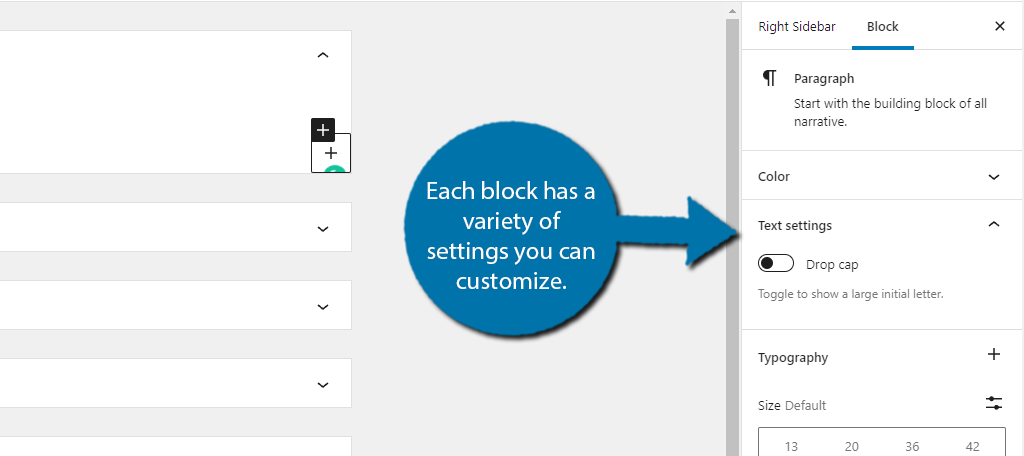 Expand the Block Settings