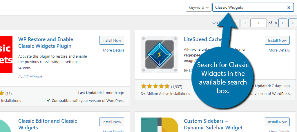 Search Classic Widgets