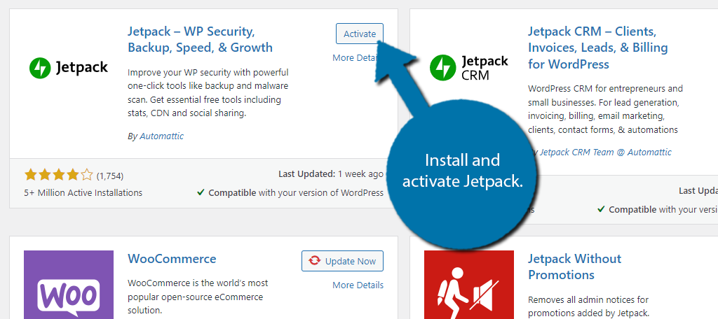 Install and Activate the Jetpack plugin