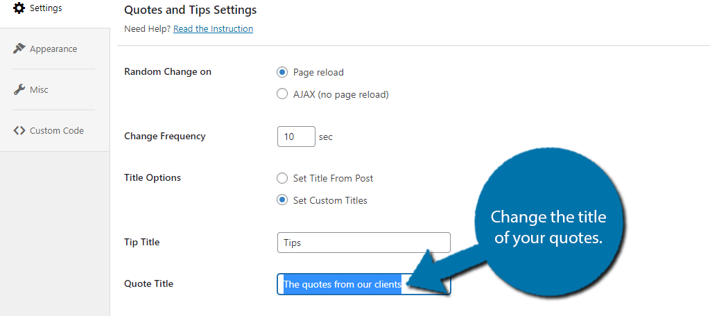 Configure Quotes and Tips Settings