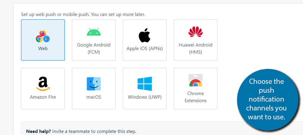 Choose a Push Notification channel you want to use in WordPress