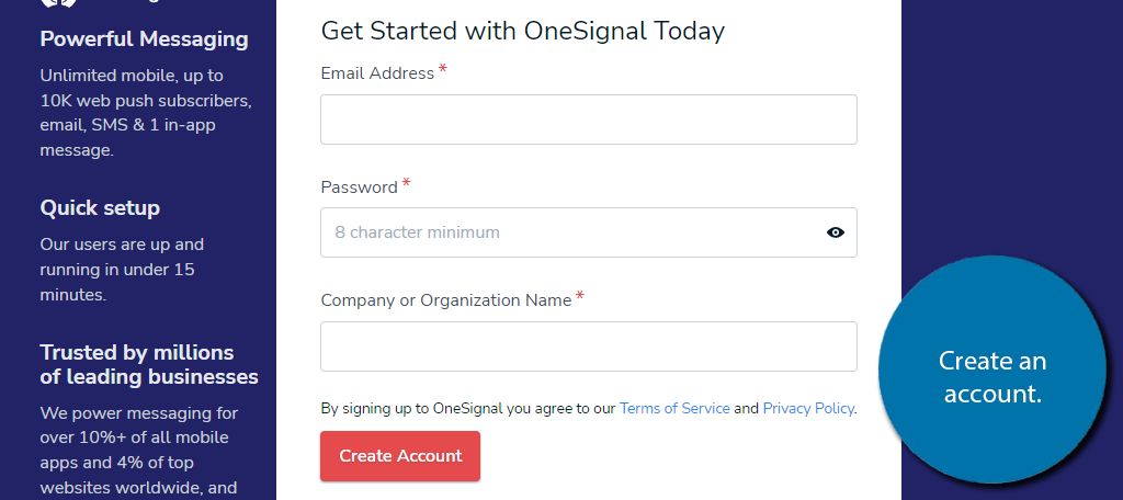 Create a OneSignal account