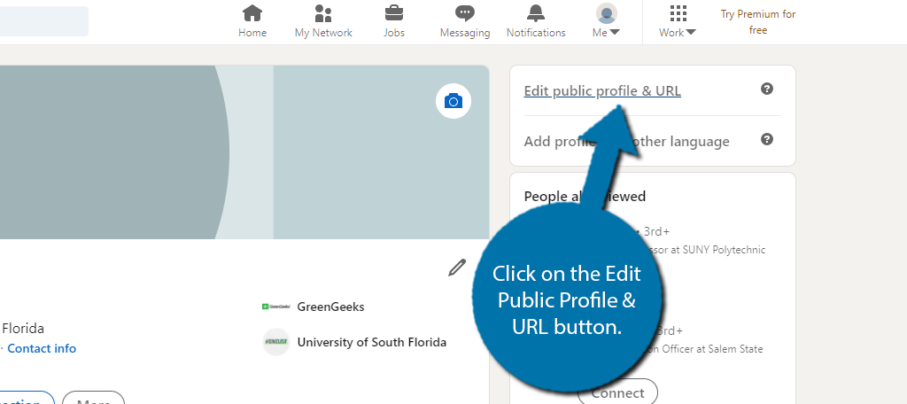 Edit Public Profile & URL option