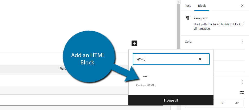 Add the HTML Block