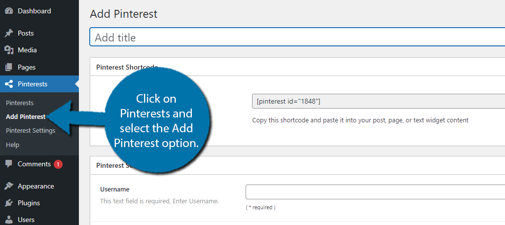 Click on the Add Pinterest option.