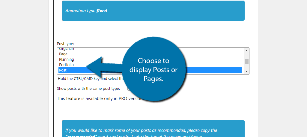 Choose what content type you want to display