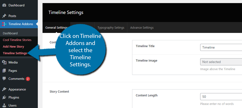 Click on the Timeline Settings option.