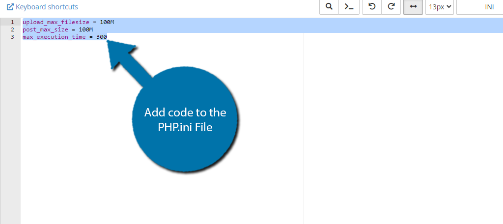 Add code to the php.ini file to fix the link followed expired error