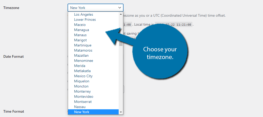 Choose time zone