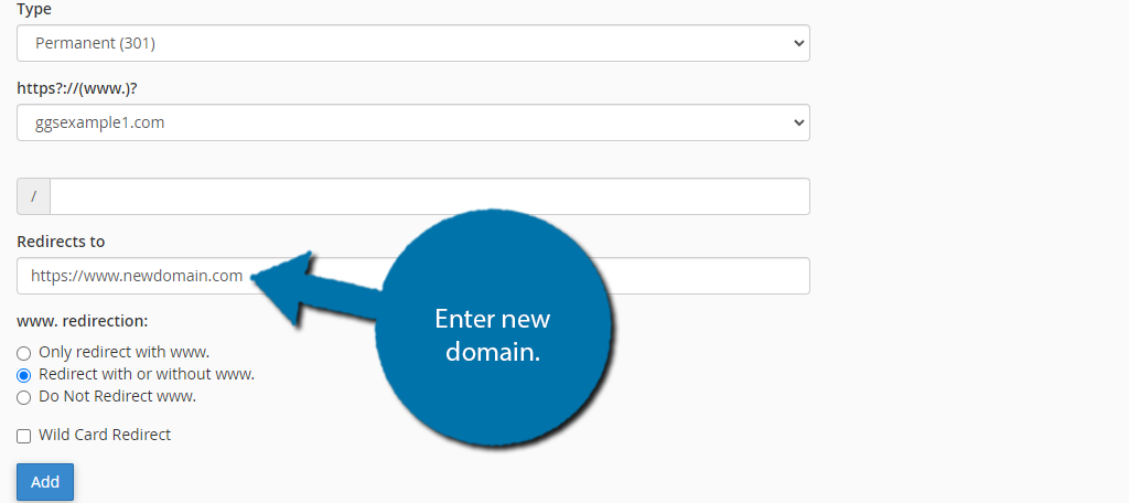 Enter the URL of where you want the redirects to send the user in WordPress