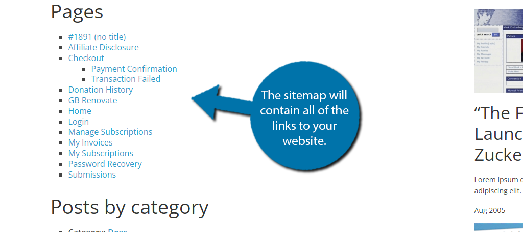 HTML Sitemap page