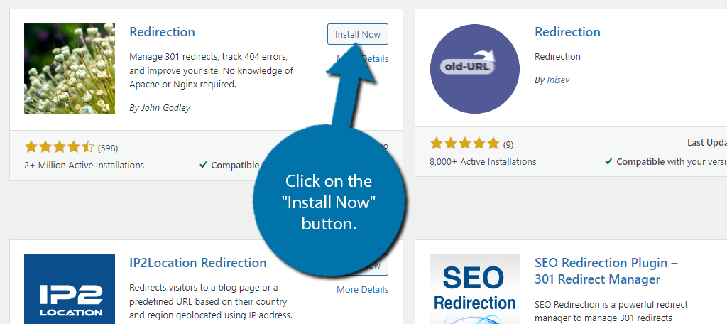 Install the Redirection Plugin to set up redirects in WordPress