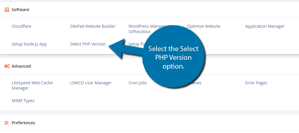 Select PHP Version