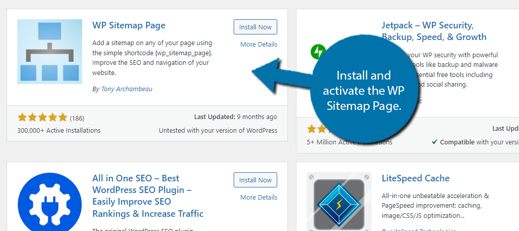 Install WP Sitemap Page